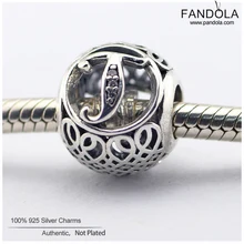 925 пробы серебро CZ Алфавит Винтаж T цифры буквы бусины для изготовления ювелирных изделий подходит с окрашенной подвеской европейские Браслеты