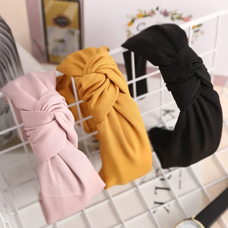 ДИЗАЙН простые широкие повязки для волос женские качественные тканевые корейские аксессуары для волос милые повязки для девушек модные головные уборы