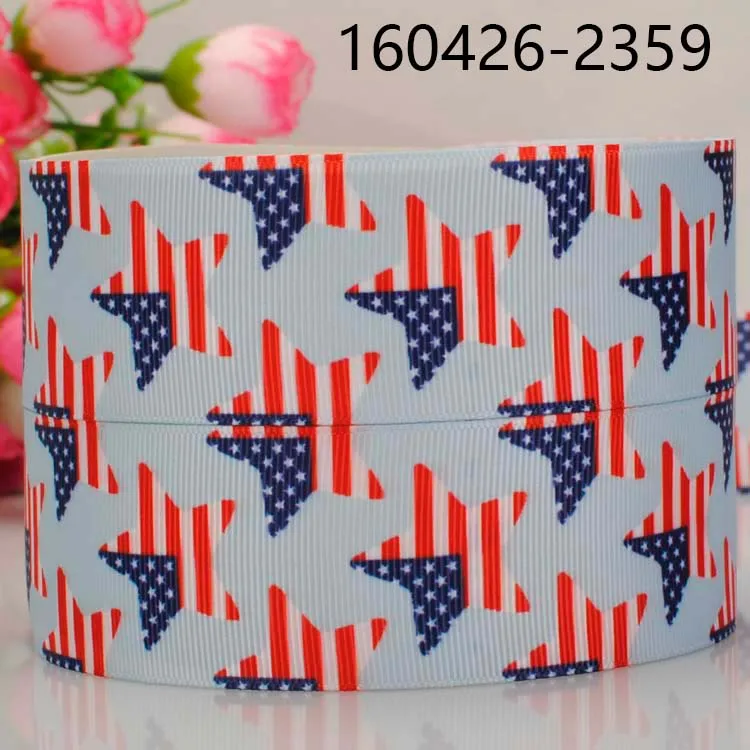 50 ярдов 1/" 38 мм США независимый день шаблон напечатанный grosgrain лента 4 июля DIY ручной работы - Цвет: 160426-2359