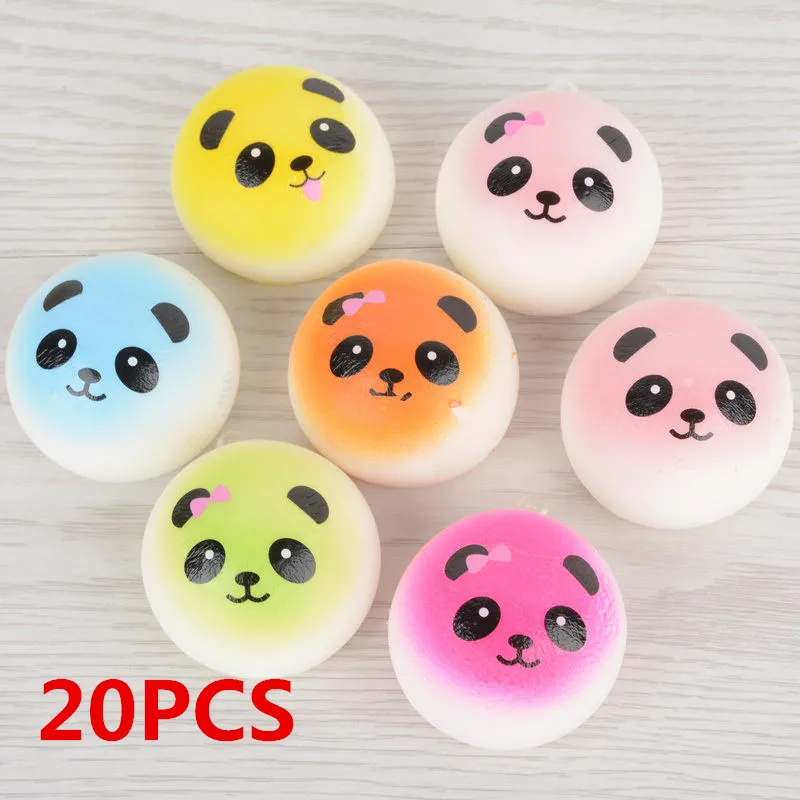 

Mayitr 20PCS 4CM Jumbo Cute Chubby Squishy Colorful Panda Bread Phone Straps Charms Bag Soft Panda Bread Pendant Toys Kid Gifts