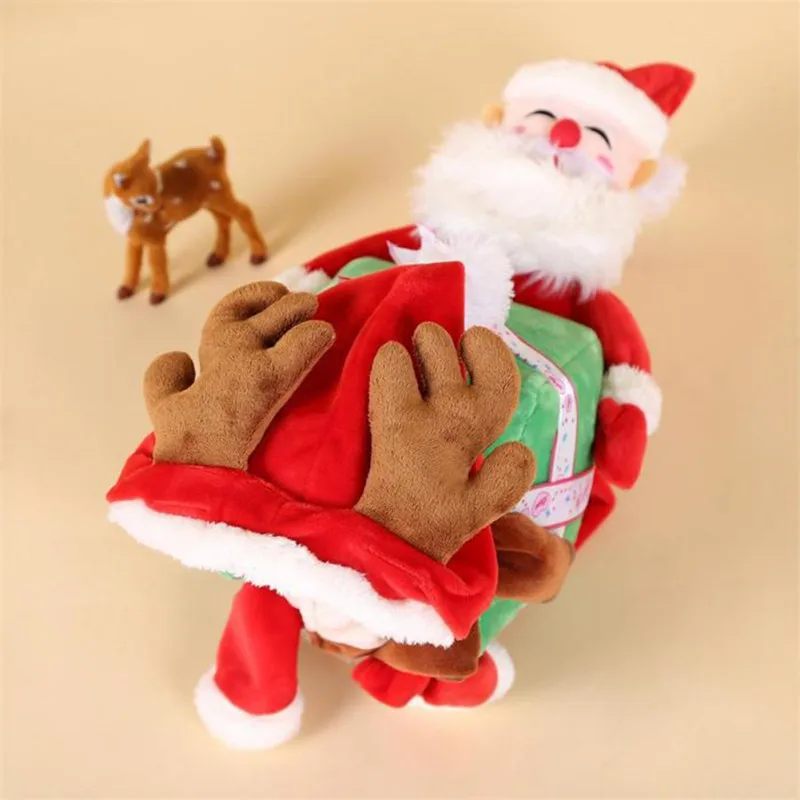 Pet Creative Thickened Festival Cosplay Standing Costume for Dogs Santa Carry Gift Box For puppy Christmas Cosplay costume W1