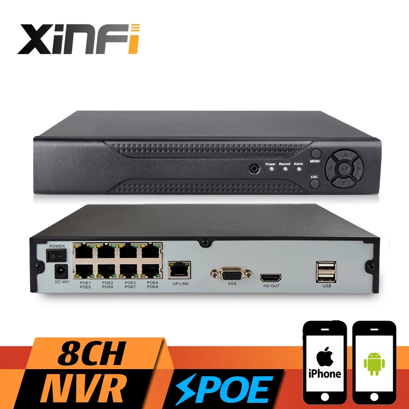 XINFI 8CH HDMI PoE NVR 8-канальный видеорегистратор с 8 портами POE 1080P ONVIF 2 0 для системы