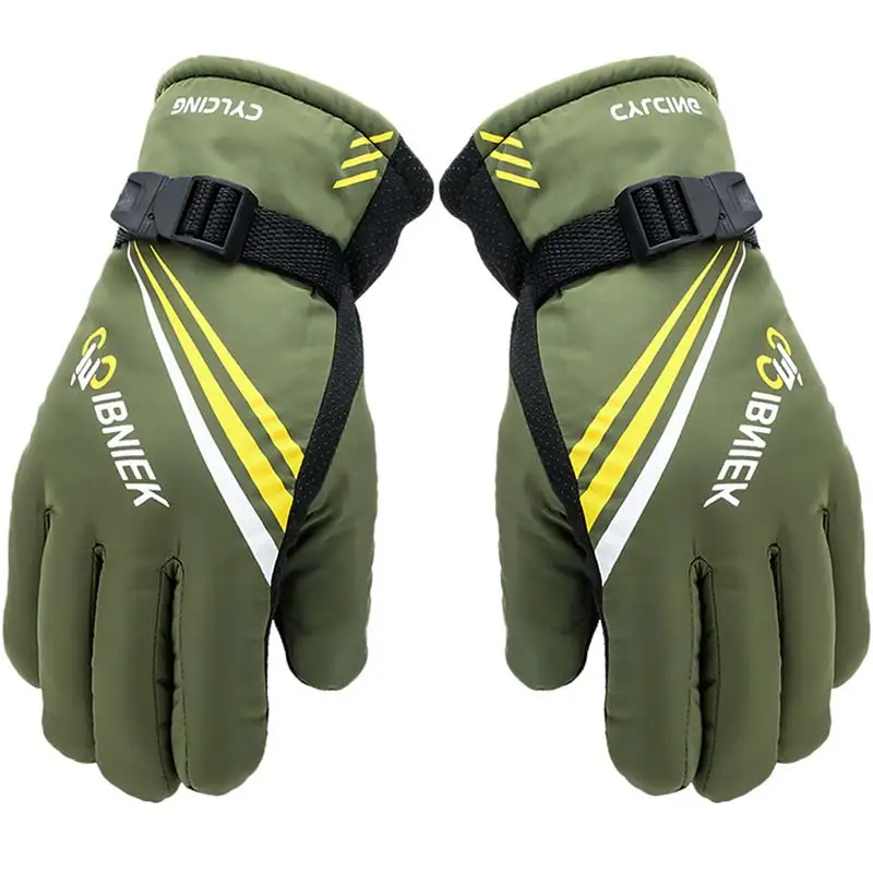 Лыжные перчатки мужские зимние Термические перчатки Открытый Мотоцикл ветрозащитный для езды толстые теплые перчатки - Цвет: Army green