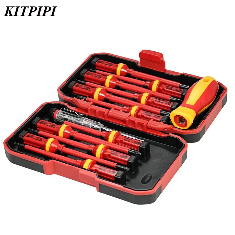 

KITPIPI 13pcs Chrome-Vanadium Steel Screwdriver Kit Hand Tool Set Insulation Multifunctional Screwdriver Tool Set for Electric