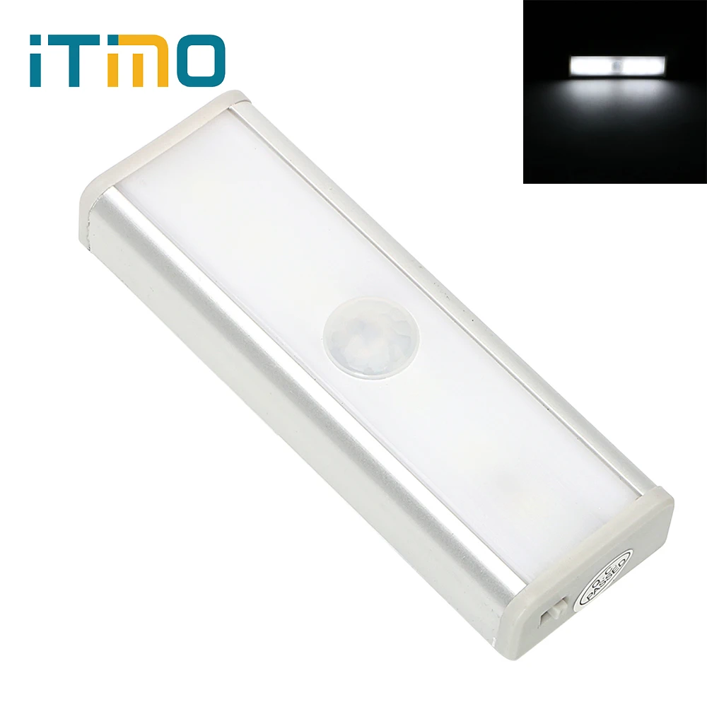 

Magnetic Wall Lighting PIR Motion Sensor Closet Lamp For Hallway Pathway Rechargeable 6leds Wireless LED Night Light