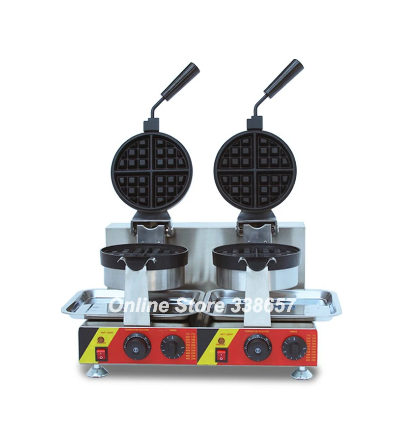 Dual Head Rotating Belgian Liege Waffle Maker Iron 220v/ 110v Waffle