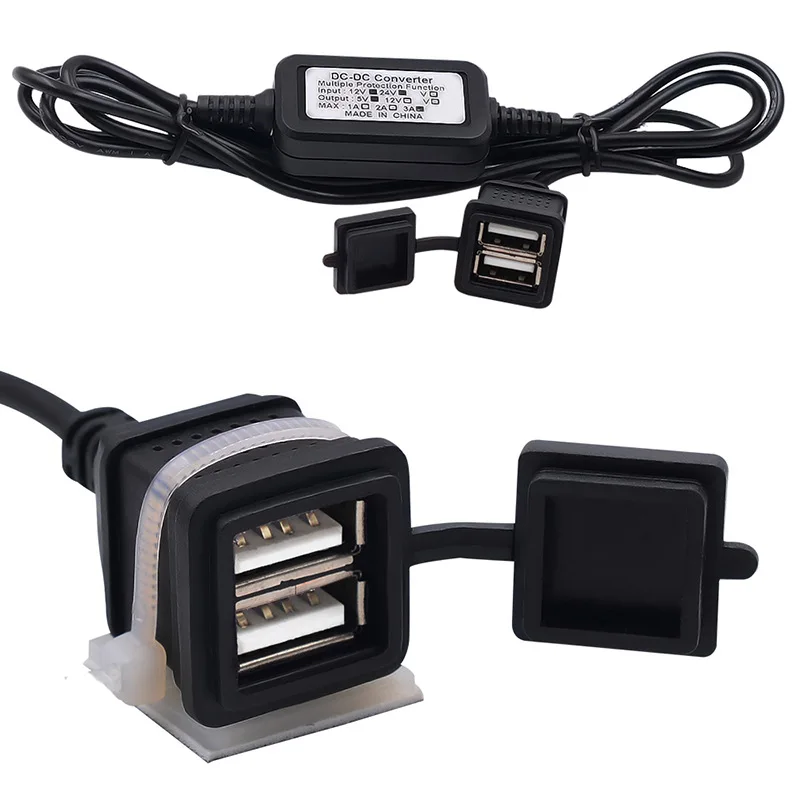 

Auto Vehicle Direct Wire Charger 12V 24V to 5V Dual USB Charging Cable Motorcycle Dual USB Charger