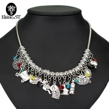 New DIY custom made Alice in Wonderland Necklace “Drink Me rabbit hat “Maxi fairy tale Accessories choker Necklace wholesale