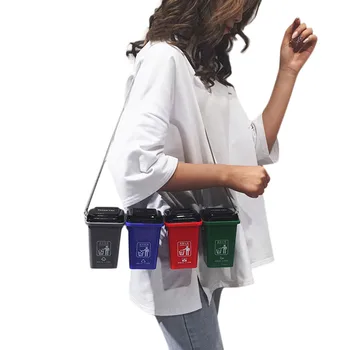 

Women's Cute Environmental Protection Bag Garbage Sorting Trash Can Bag Messenger Trunk Pack Novelty plastic Package 2019 7J10