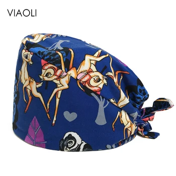

wholesale Cartoon printing Medical Hospital Laser Eye Operating room Work Cap Elastic Bandage Unisex surgical nurse doctor hat