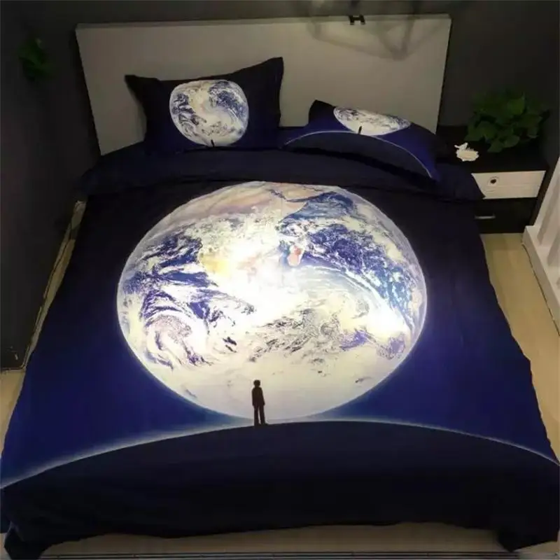 

Unique Design Blue Full Moon Bedding Sets Queen Size Bed Sheets Pillowcase Duvet Cover Bed in a Bag 4pcs Luxury 60S Pure Cotton