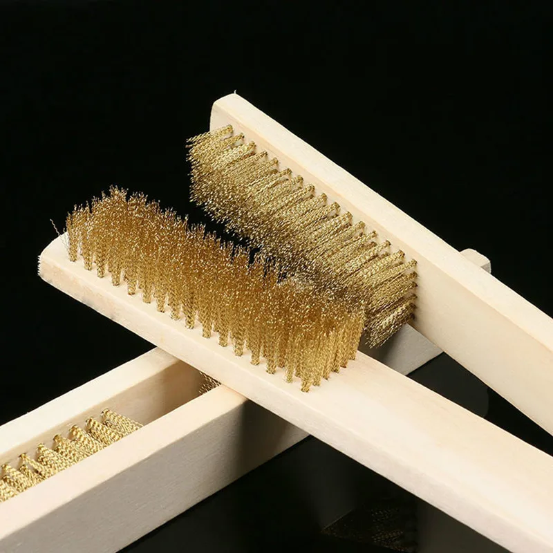 Profession Brass plate brushes Long handle Metal cleaning brush Surface
