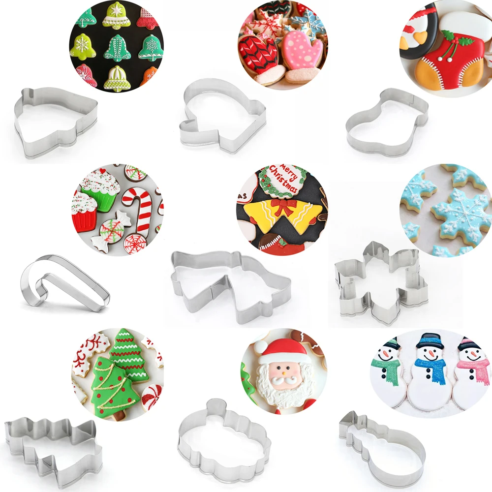 

1PC Cookie Cutter Stainless Steel Biscuit Mold Baking Tool Xms Theme Snowflake Christmas Santa Claus Cake Mould