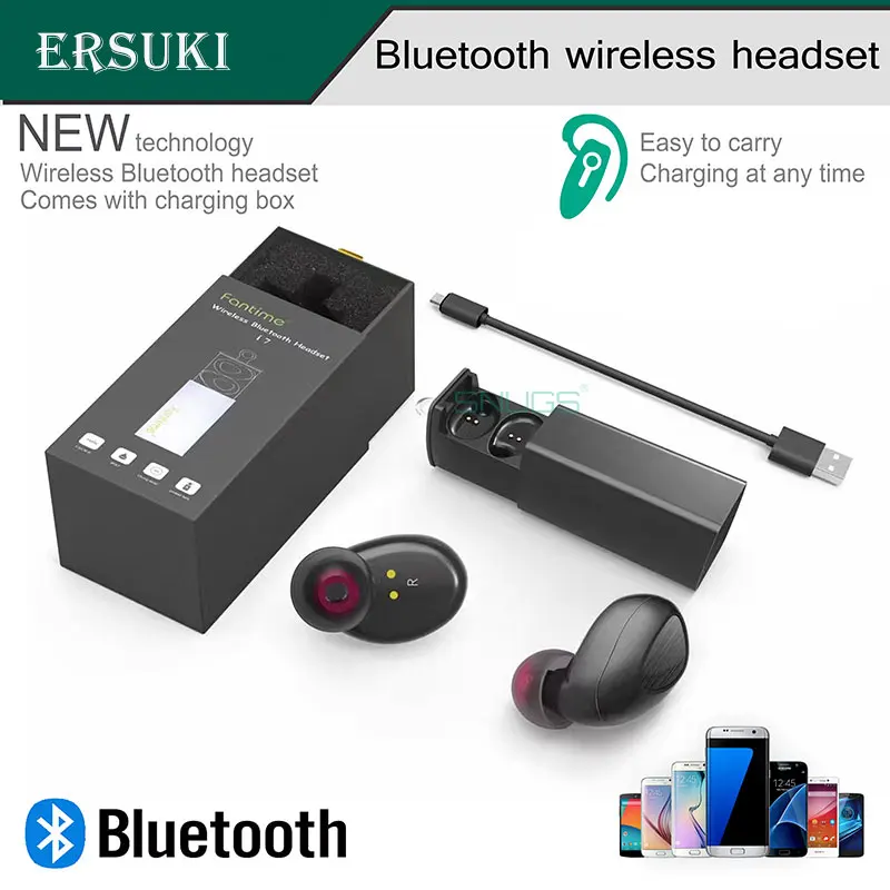 Ersuki, высокое качество, беспроводные Bluetooth наушники, I7, уличные спортивные гарнитуры, портативные многофункциональные наушники для телефона, ПК