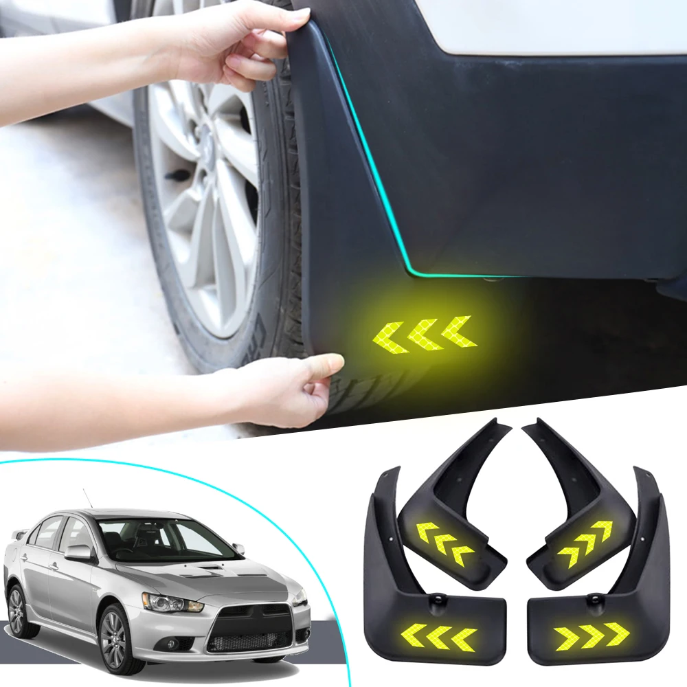 

Car Mud Flaps Fender Mud Splash Guards Mudflaps Reflective Warning Mudguards Accessories For Mitsubishi Lancer 9 2008 2009-2011