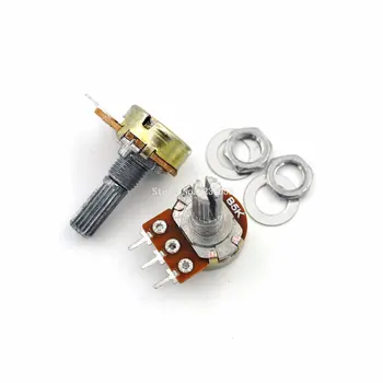 

5PCS/LOT B5K 5K ohm WH148 3Pin Linear Single Rotary Potentiometer Pots Shaft 20MM With Nuts And Shim