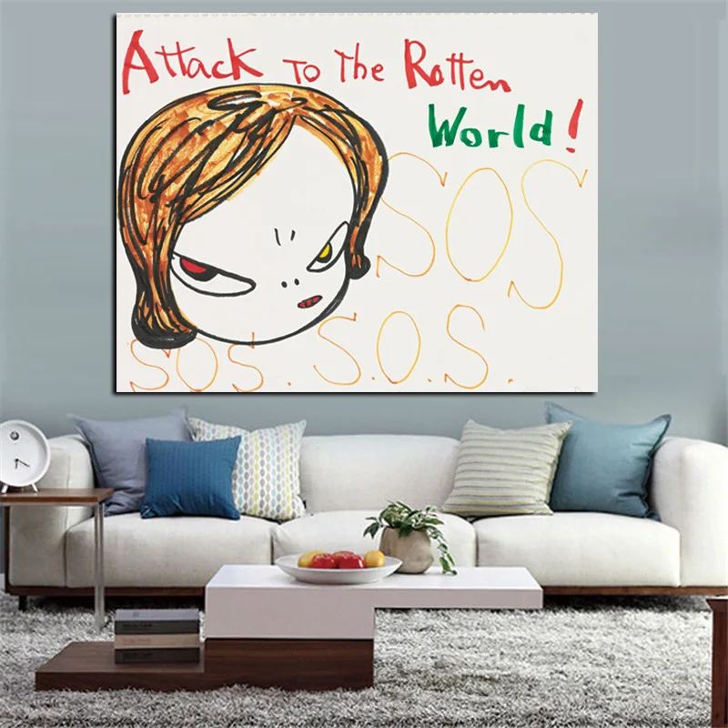 Canvas Art Pictures Yoshitomo Nara  HD Print Comics Sleepwalking Doll Drawing Japanese Painting Poster For Baby Kids Room Decor