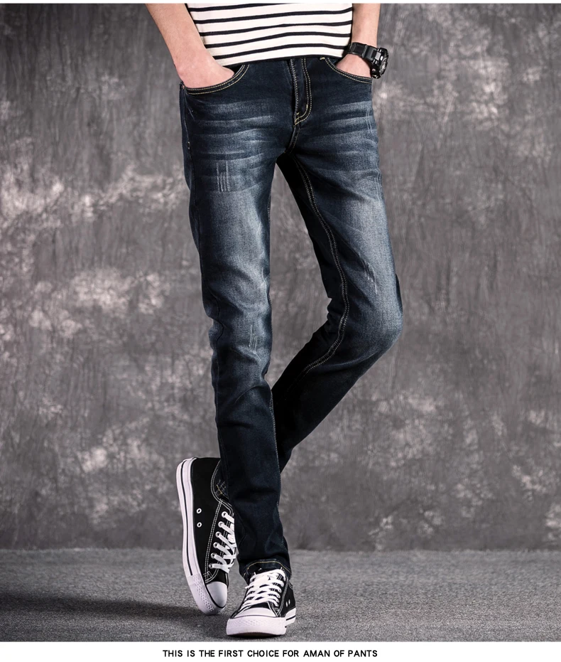 Колмаков 2019 новые джинсы для Для мужчин Весенние Брюки Slim Fit Длинные джинсы Для мужчин классические джинсовые узкие брюки модные мужские