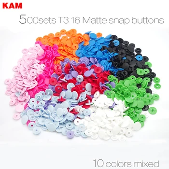 

500 sets 10 Colors Mixed Matte KAM Brand 16 10mm T3 Matting Plastic Snap Button KAM Frosted Fastener Buttons n