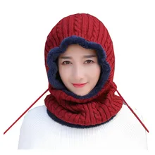 Осенне-зимняя женская и Мужская бархатная вязанная удлиненная шапка шарф комплект женские вязанные крючком шапки-бини шапка мужские толстые теплые шарфы с капюшоном