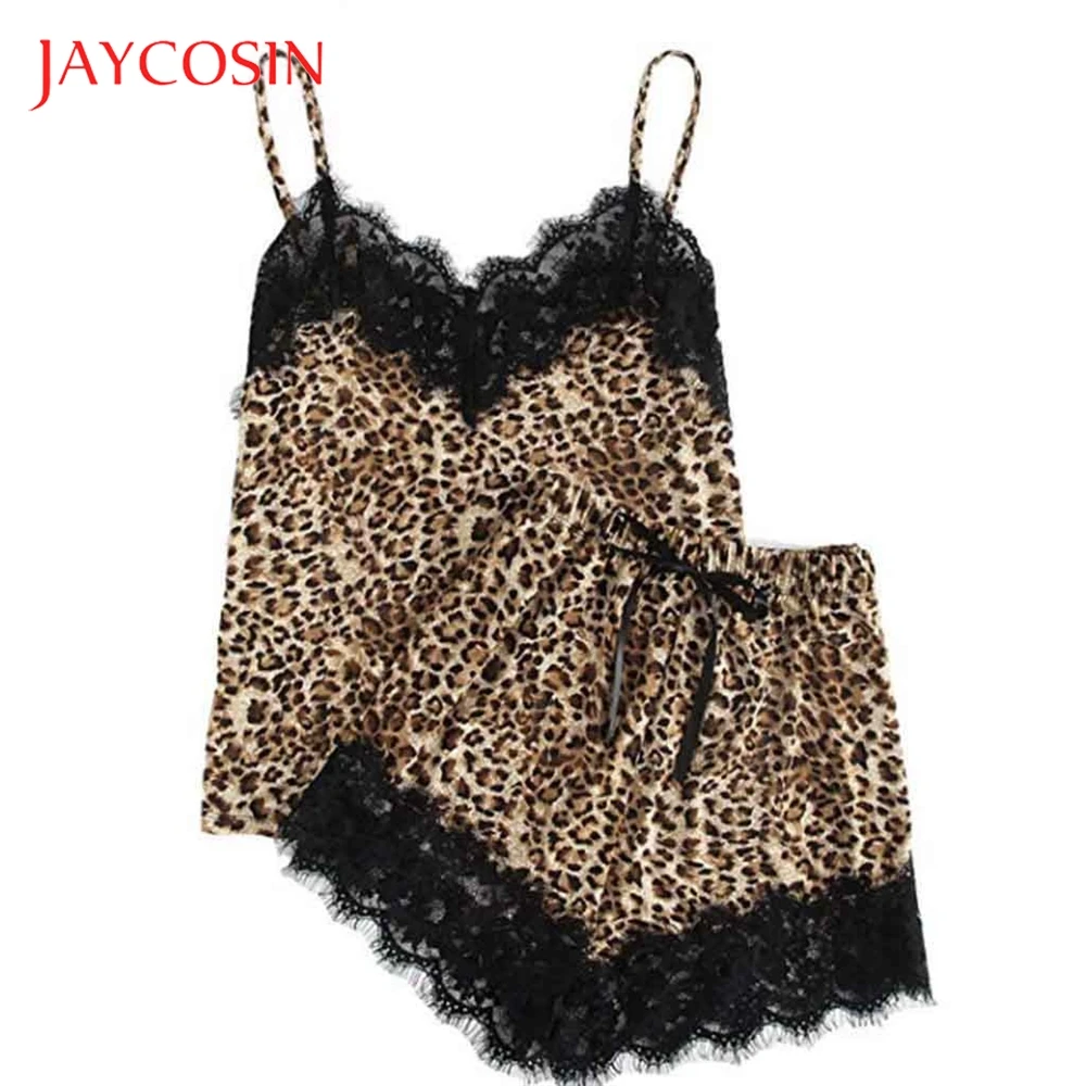 

JAYCOSIN Fashion Girls Cute Lace Leopard Print Underwear And Shorts Pajama Set Seamless Lace Print Style New Arrival 2019