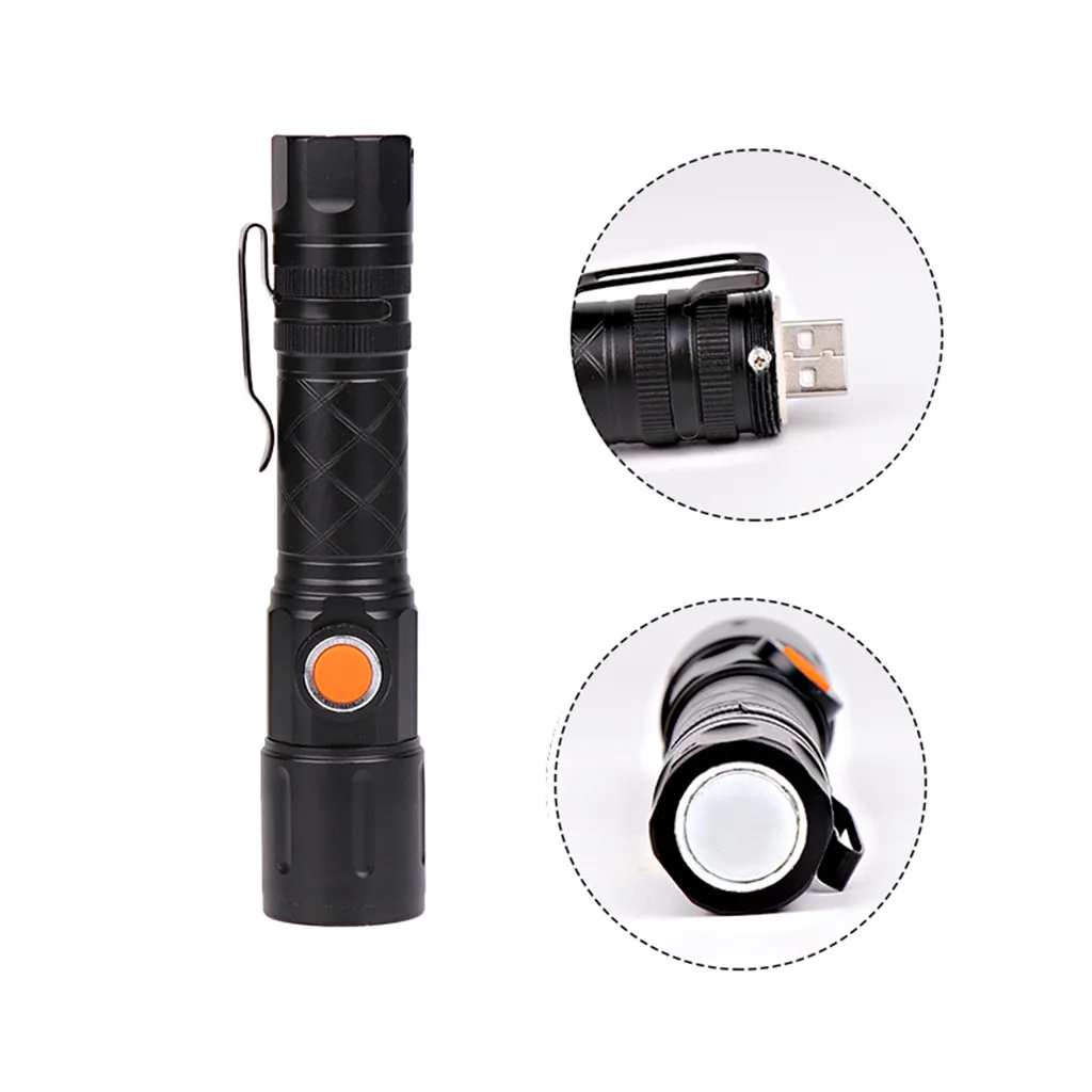 

100% brand new and high quality Portable Zoomable COB LED USB Work Light Flashlight Torch Penlight Outdoor 30