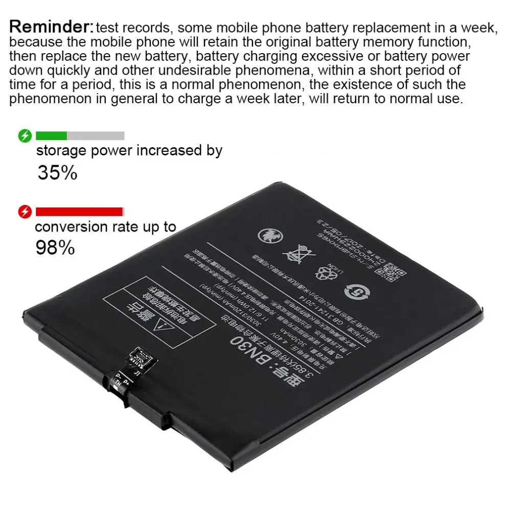 BN30 3 85 V 3030mAh перезаряжаемый встроенный полимерный литий ионный аккумулятор для