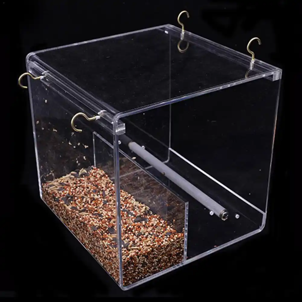 Bird Feeder Acrylic Automatic Parrot Feeder No Mess Feeding Device