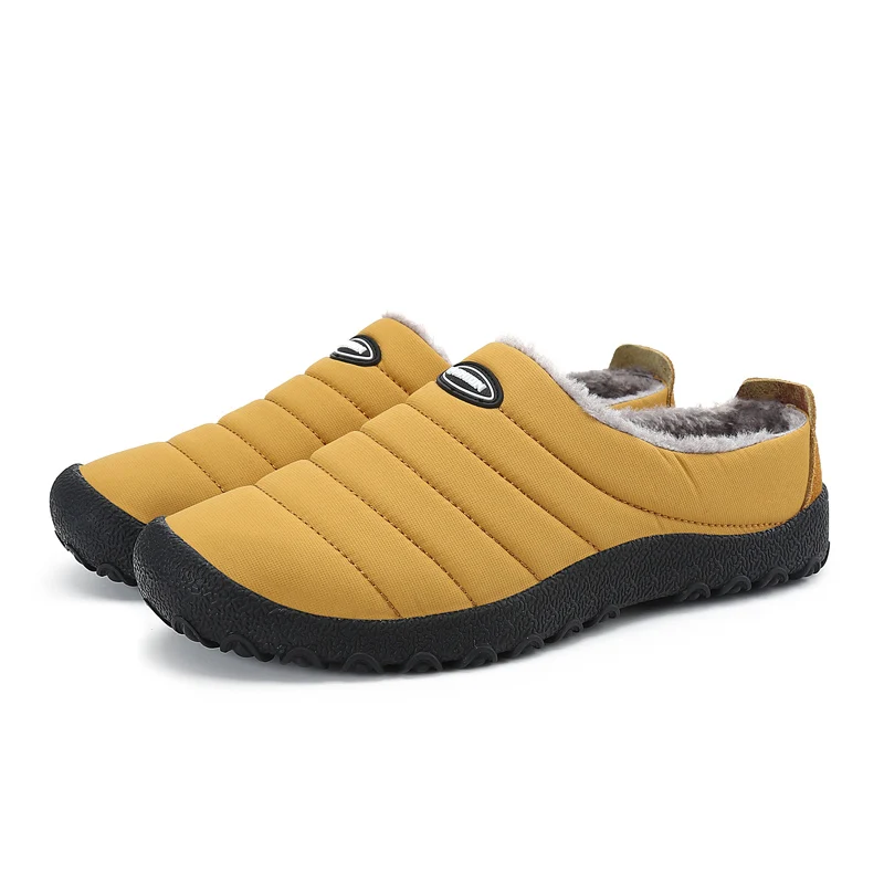 Рождественская зимняя мужская обувь; новая хлопковая обувь; Мужская модная теплая плюшевая повседневная обувь без застежки; Уличная обувь на плоской платформе; Psapato masculino - Цвет: Цвет: желтый