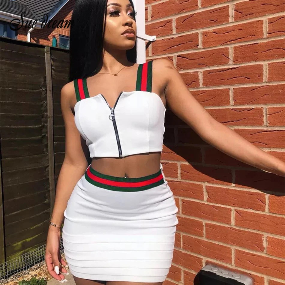 2020 пикантные Для женщин новые летние Бандажное платье Bodycon 2 шт. комплект из двух