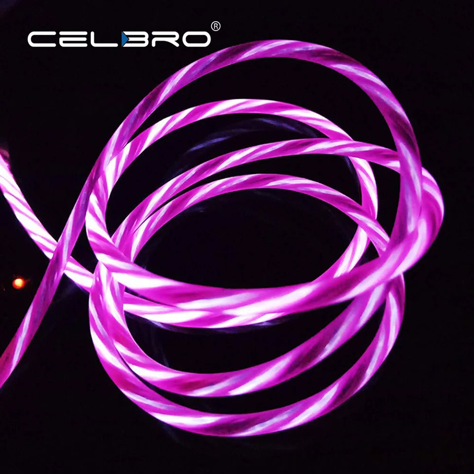 

LED Luminous USB Charging Cable for Xiaomi Mi 9 8 se A1 Max 2 3 Note Micro USB Type C Fast Charge Cell Phone Data Flow Cord Line