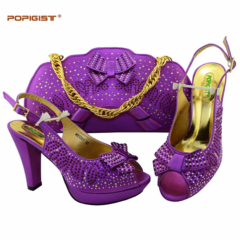 Purple PU Leather High Quality Shoes and Matching Bag Italian Shoes and Bag To Match Shoes with ...