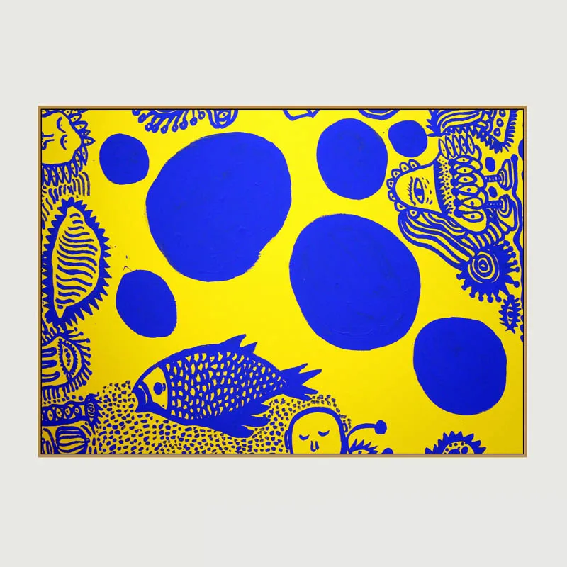 Самоотверженное искусство Yayoi Kusama Холст Искусство натюрморт искусство напечатанная картина маслом на холсте настенная живопись для домашнего декора Настенная картина - Цвет: Синий