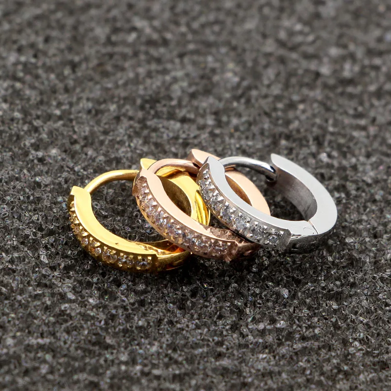 

Martick Hoop Earrings 316L Stainless Steel For Woman With Shinning Cubic Yellow Gold Color Femme Jewelry E50