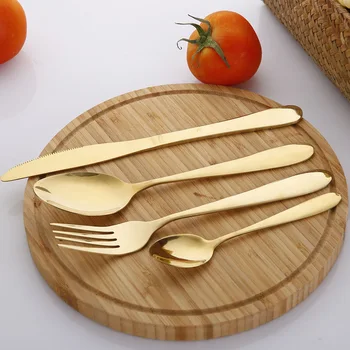

Stainless steel gold-plated Western tableware set knife fork spoon four package knife spoon soup spoon set of spoons and forks