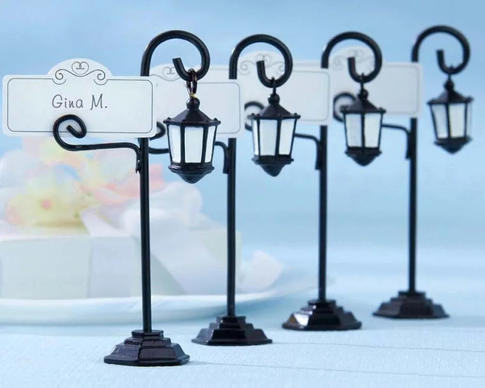 

12pcs/lot Vintage Street Lights Place Card Holders Wedding Table Card Holder Rustic Wedding Centerpieces boda decoracion