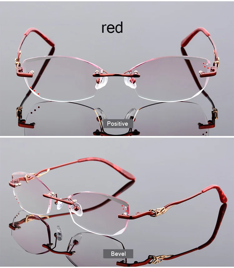 Алмазов отделан резки Титан очки без оправы Для женщин Роскошные Модные оптические очки для чтения рецепт леди Q111