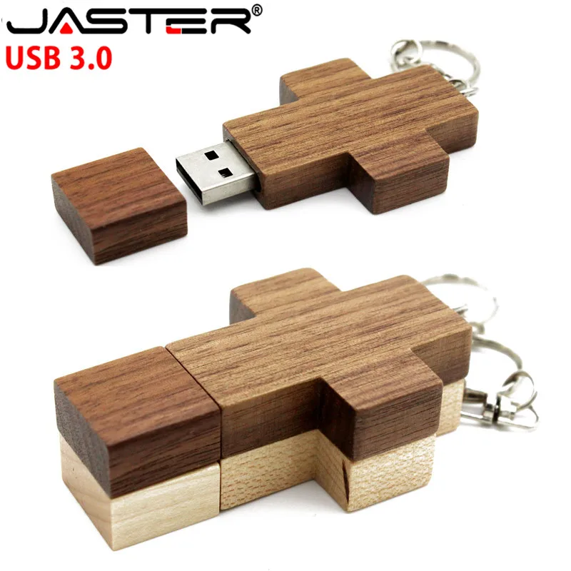 Jaster Usb 3.0 Customer Logo Wooden Pendrive Wooden Cross Usb Flash