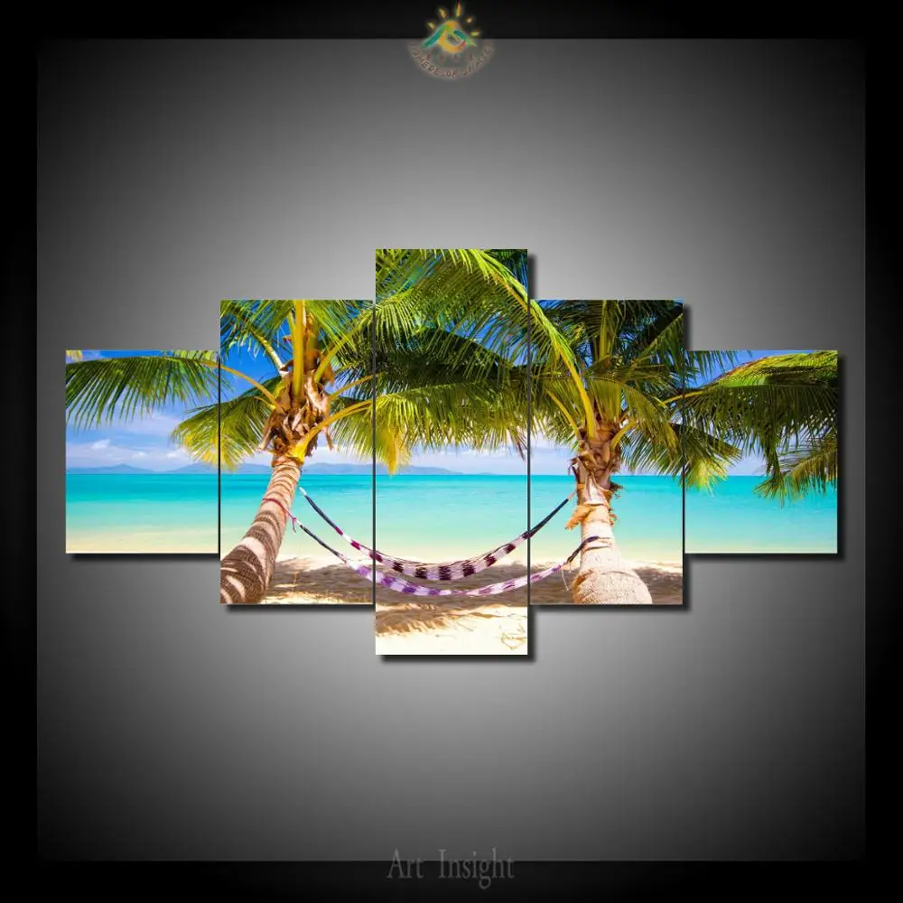 

beaches sea hammock palms 5 Pieces/set Paintings Picture Paiting Canvas Paints Home Decor Printed Painting Wall Art Picture
