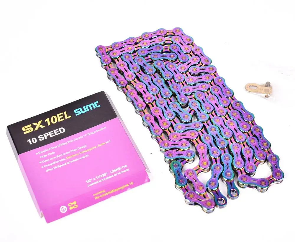 Top SUMC 9 10 11 12 speed Bicycle Rainbow Chain Colorful MTB Mountain Road Bike Shifting Chain With Missinglink For Shimano Sram 29