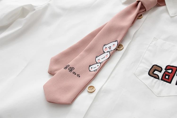 Japanese Mori Girl Autumn Spring Women Shirt Cute Kawaii Cat Footprint Bow School Uniform Preppy Style Anime White Blouse