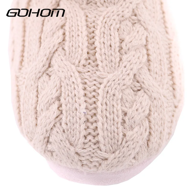 GOHOM Ankle Woolen Home Boots Girl GreyPink Bow Decoration Winter Warm Footwear Soft Plush Nonslip Shoe Sapato Feminino Pantufa (7)
