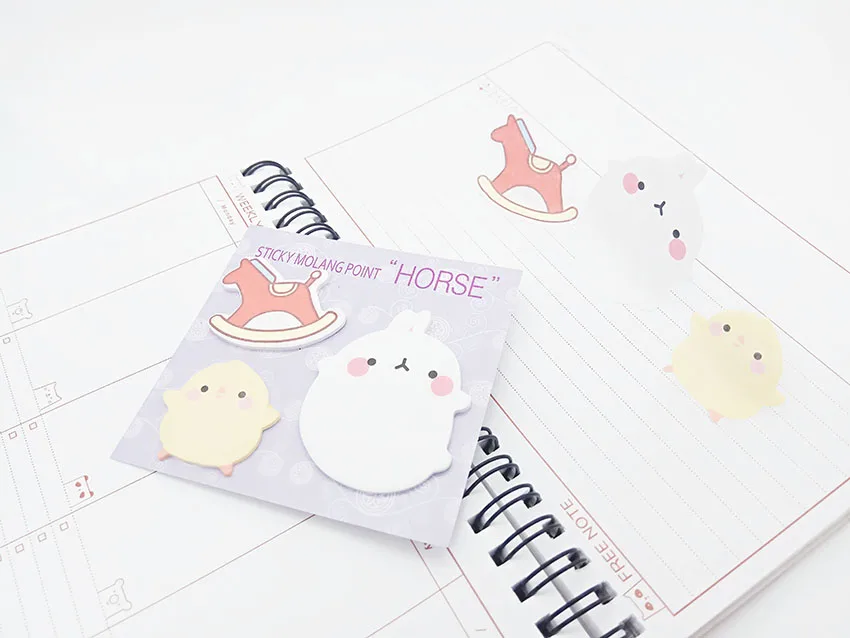 4 шт. милый планировщик корейский кролик животные Липкие заметки Kawaii Post memo pad самоклеящиеся Стикеры офисные принадлежности материал Escolar