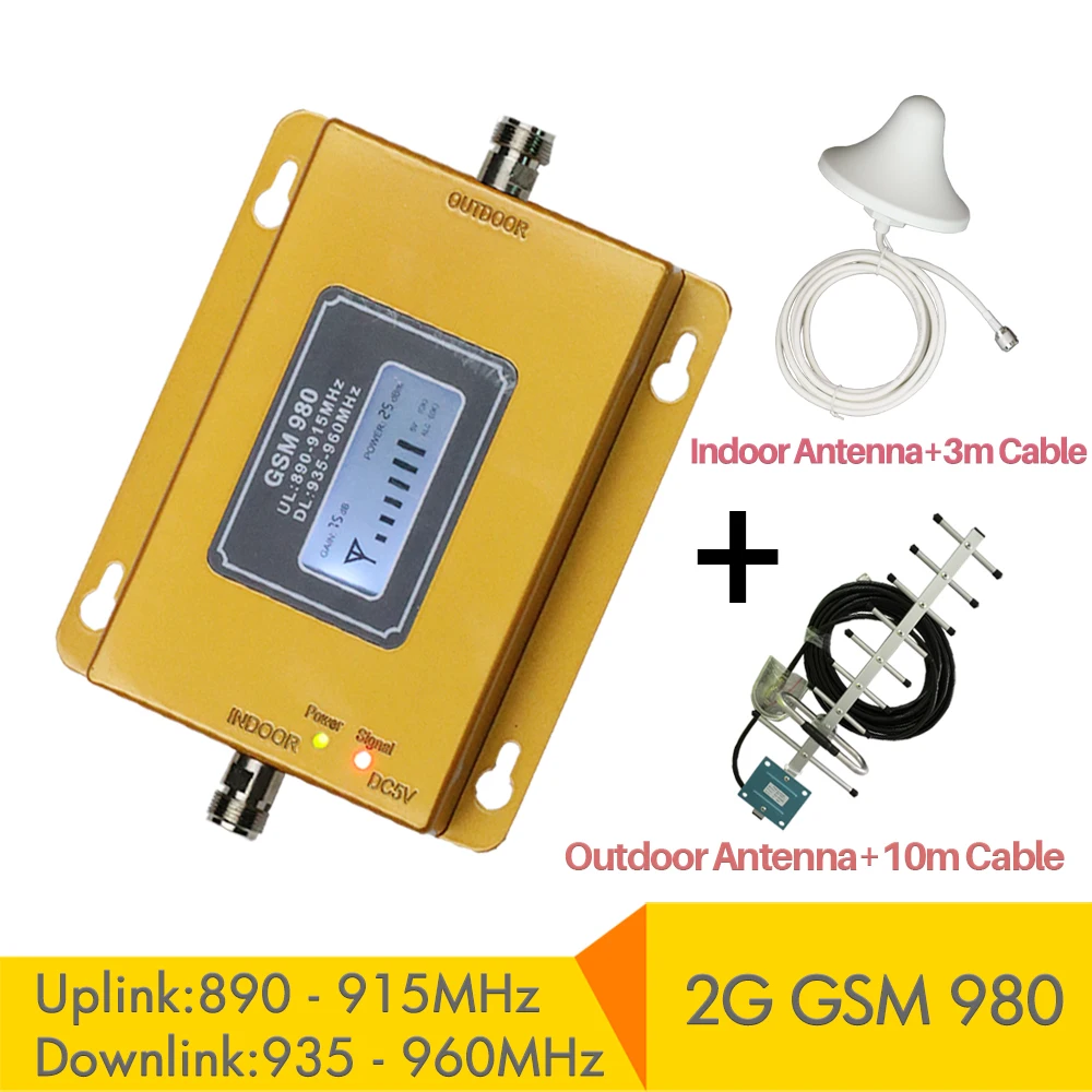 

High gain 75db signal repeater gsm900 mhz for cellphone 2G mobile phone booster amplifier complete set with new LCD display