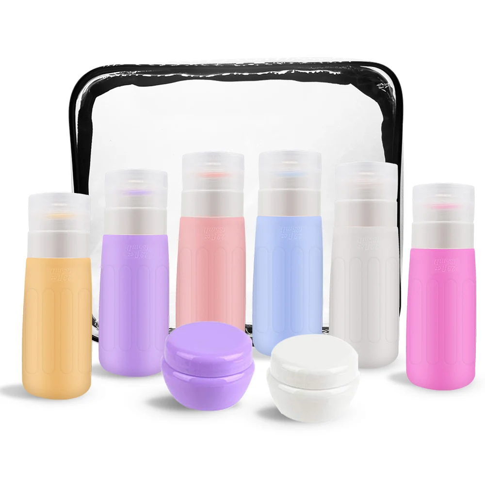 

Women Portable Travel Refillable Bottle Make Up Squeeze Container Jar Reusable Silicone Lotion Shampoo Airtight Bottle Bathroom