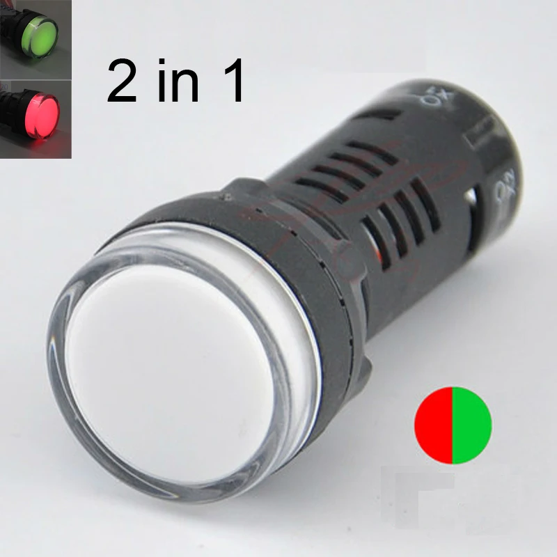 

10pcs/lot 12V,24V,220V,380V Red and Green 2 in 1 indicator light