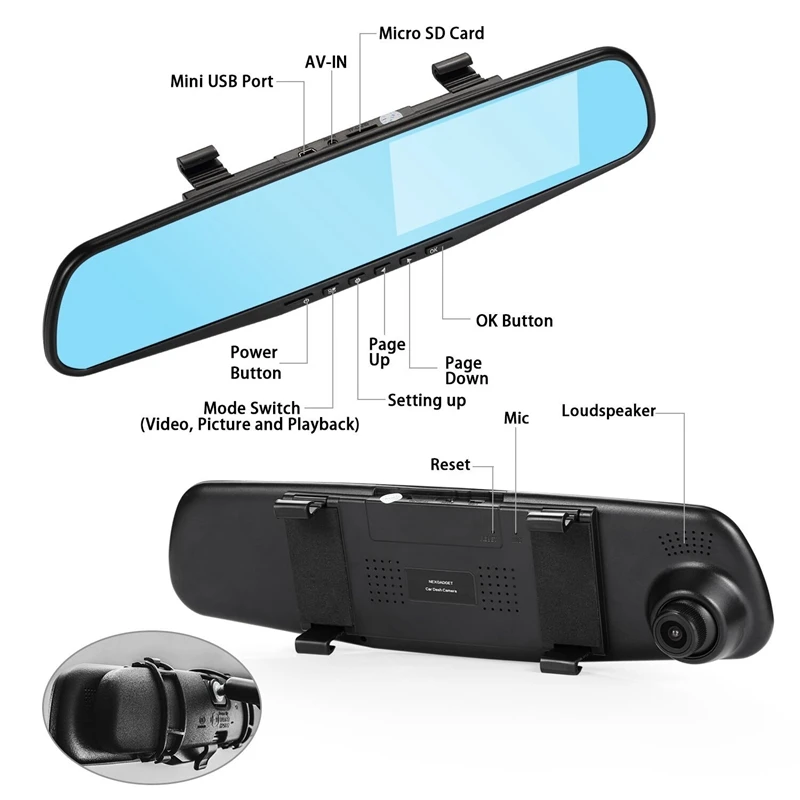 Full Hd 1080p Dual Lens Mirror Car Camera Rearview Auto Dvrs Cars Dvr Night Vision Parking Video Recorder Registrator Dash Cam