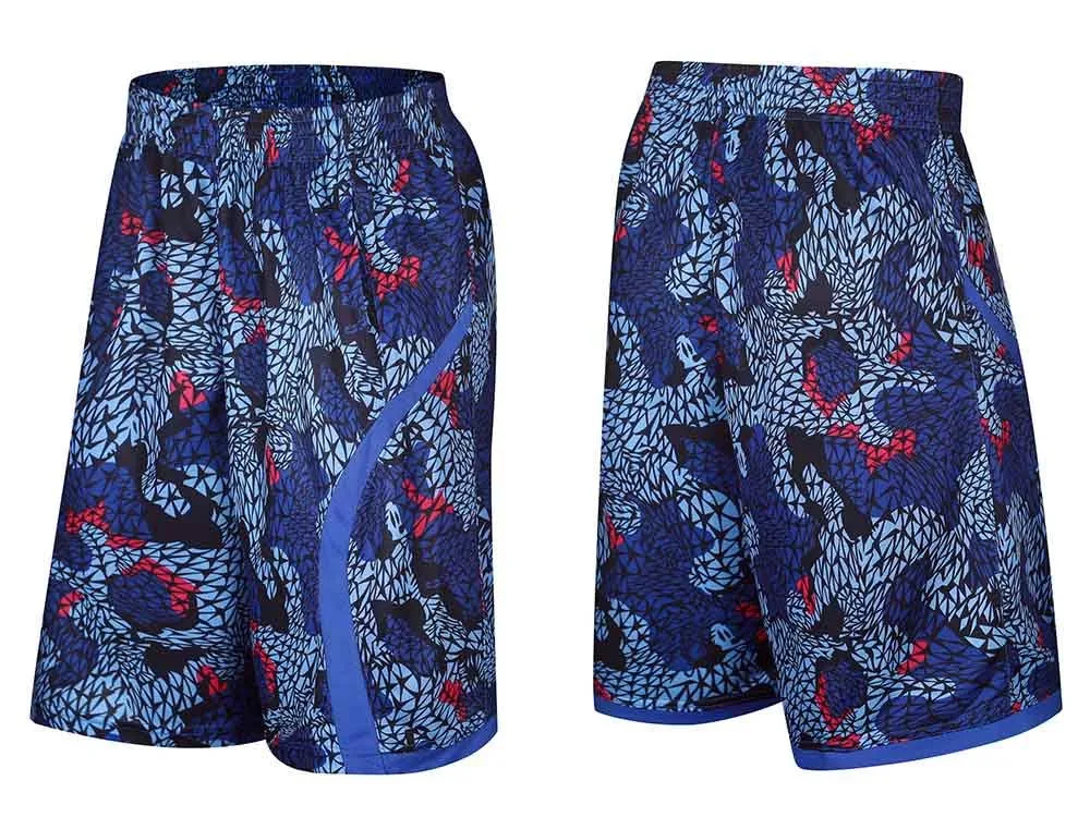 Adsmoney новые мужские камуфляжные баскетбольные шорты с принтом свободные двойные наклонные карманные спортивные фитнес шорты для бега - Цвет: Enamel blue