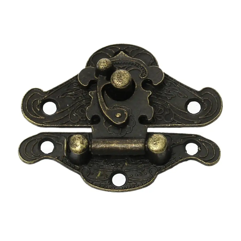 Jewelry Wooden Box Lock Latch Lock Decorative Hardware Antique Bronze Flower Pattern 4.8cm x 3.8cm,5 Sets 2016 new