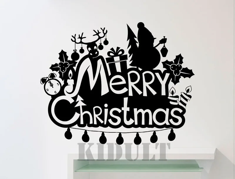 Christmas Wall Stickers Santa Christmas Gift Deer Vinyl Sticker Holiday